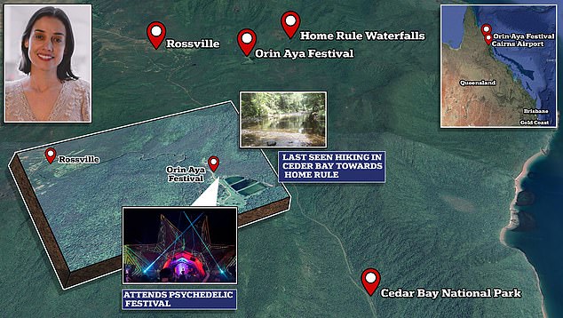 Ms Castrillon had left the festival and was hiking from Cedar Bay to Home Rule when she disappeared