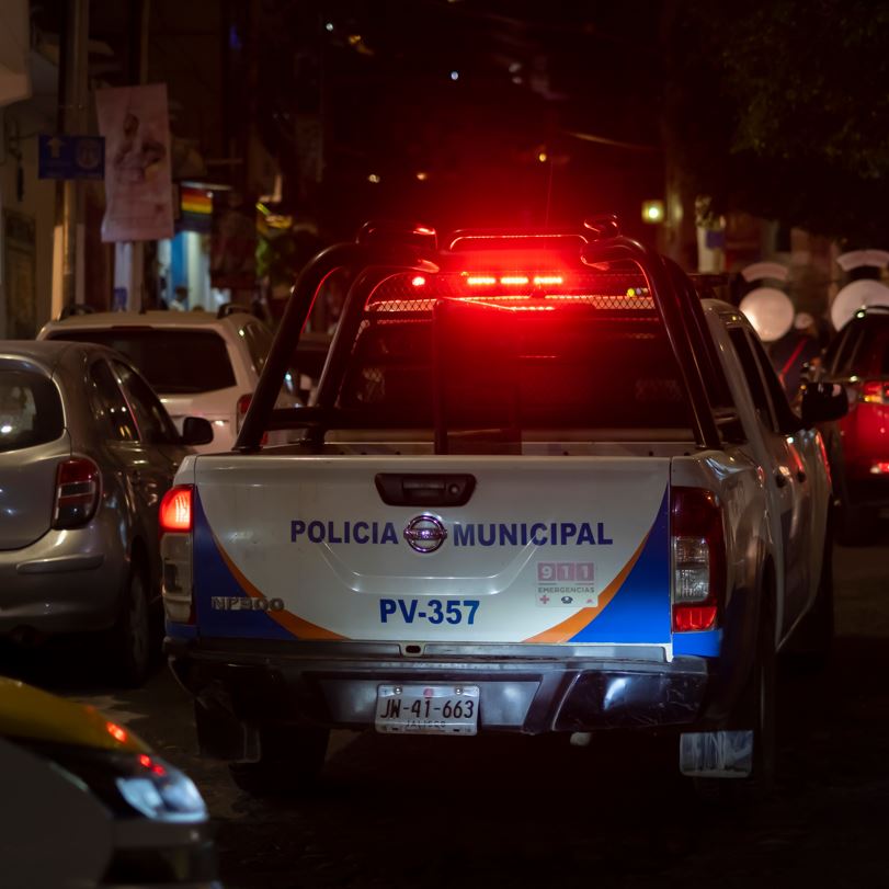 Police truck at night
