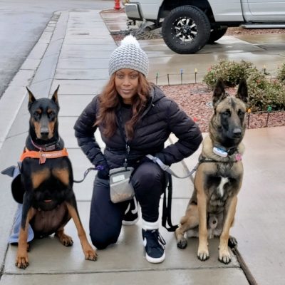 Phae Sunday poses with two dogs as she takes them for a walk, location and date not specified | Photo courtesy of Phae Sunday, St. George News